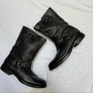 Frye Engineer Leather Black Moto Boots size 11